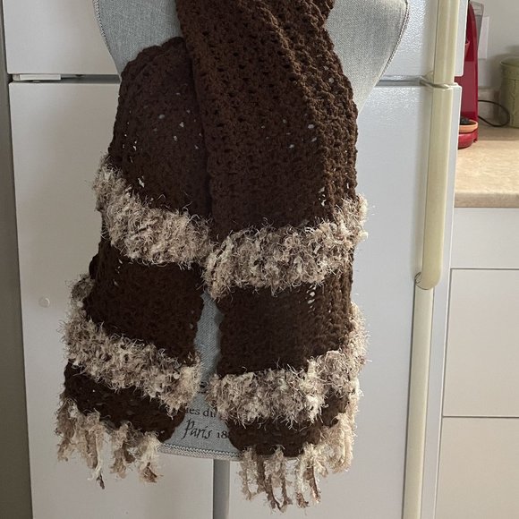 Handmade knit crochet scarf and handwarmers - Picture 2 of 7